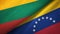 Lithuania and Venezuela two flags textile cloth, fabric texture