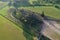 Lithuanian pilgrimage site hill of crosses, aerial view