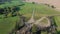 Lithuanian pilgrimage site iconic hill of crosses near Siauliai, aerial