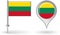 Lithuanian pin icon and map pointer flag. Vector