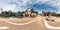 LITIVKA, BELARUS - SEPTEMBER 2019: Full seamless hdri panorama 360 degrees angle view on on a helipad near a country house in