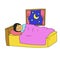 A litlle girl  sleep in the bedroom cartoon illustration