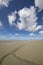 Litlle river flowing on the beach into sea, Somme Bay, Picardy, France