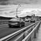 Litomerice, Czech republic - August 12, 2017: driving cars on Tyrs bridge over european river Elbe after a complete reconstruction