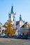 LITOMERICE, CZECH REPUBLIC - OCTOBER 28, 2021: Peace Square, Czech: Mirove namesti, in Litomerice on sunny autumn day