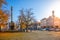 LITOMERICE, CZECH REPUBLIC - OCTOBER 28, 2021: Peace Square, Czech: Mirove namesti, in Litomerice on sunny autumn day