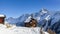 The littel wooden St Anna Chapel on the high mountain of Hockenalp