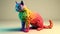 Little 3d cubes showing all rainbow color palette covering whole body shape of the cat. Generative AI