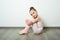 A little adorable young ballerina poses