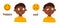 Little African American boy with different facial expressions. Happy and sad child. Bad and good mood. Vector cartoon character