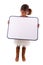 Little african american girl holding a whiteboard