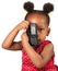 Little african american girl with mobile phone