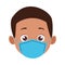 Little afro boy wearing medical mask head character