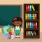 Little afro schoolgirl with chalkboard