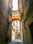 Little alleys and archways in the medieval center of Jesi, Italy