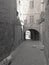 Little alleys and archways in the medieval center of Recanati, Italy