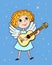 Little angel with guitar and stars