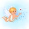 Little angle.Cupid with heart.Valentine.