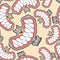 Little angry dog pattern seamless. small Pet Teeth grin background. vector texture