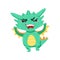 Little Anime Style Baby Dragon Angry In Offence Cartoon Character Emoji Illustration