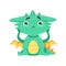 Little Anime Style Baby Dragon Feeling Lonely Cartoon Character Emoji Illustration