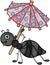 Little ant carrying a decorating small umbrella