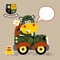 Little army car with cute army cartoon
