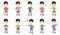 Little asian boy vector illustrations set.