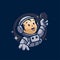 Little Astronaut Baby Holding Coin Illustration