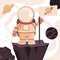 Little astronaut in outer space