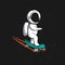 Little astronaut rides on skateboard