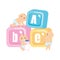 Little babies with alphabet blocks toys icons