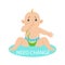 Little Baby Boy In Nappy Needs Change, Part Of Reasons Of Infant Being Unhappy And Crying Cartoon Illustration