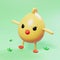 Little baby chicken on green grass cute cartoon bird character 3d render. Cheerful spring nature illustration. Farm