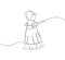Little baby in christening clothes one line art. Continuous line drawing of child, childhood, play, boy, girl, sacrament
