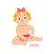 Little Baby Girl In Nappy Having Pain From A Scratch, Part Of Reasons Of Infant Being Unhappy And Crying Cartoon