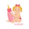 Little Baby Girl In Nappy Holding A Bottle Being Hungry, Part Of Reasons Of Infant Being Unhappy And Crying Cartoon