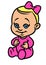 Little baby kid pink girl overalls character cartoon illustration