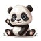 Little baby panda. A nice little panda is sitting and smiling beautifully and waving his paw at the viewer.