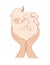 A little baby sleeps sweetly in the arms of a father or mother. Flat illustration, icon for pediatrics, pregnancy and