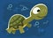 Little baby turtle. Cheerful kind animal child. Cartoons flat style. Funny. Vector