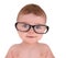 Little Baby Wearing Eye Glasses on White Background