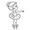 Little ballerina girl outlined for coloring isolated on a white background