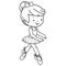 Little ballet dancer girl. Vector black and white coloring page