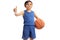 Little basketball player making a thumb up gesture