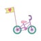 Little bicycle transport with flag cartoon