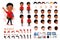 Little Black African Boy Student Character Creation Kit Template with Different Facial Expressions