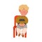 Little Blond Boy Afraid of Punishment Sitting on Chair with Guilty Look Vector Illustration