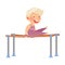 Little Blond Boy Doing Gymnastics on Parallel Bars Vector Illustration