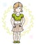 Little blonde cute girl standing on spring eco background with l